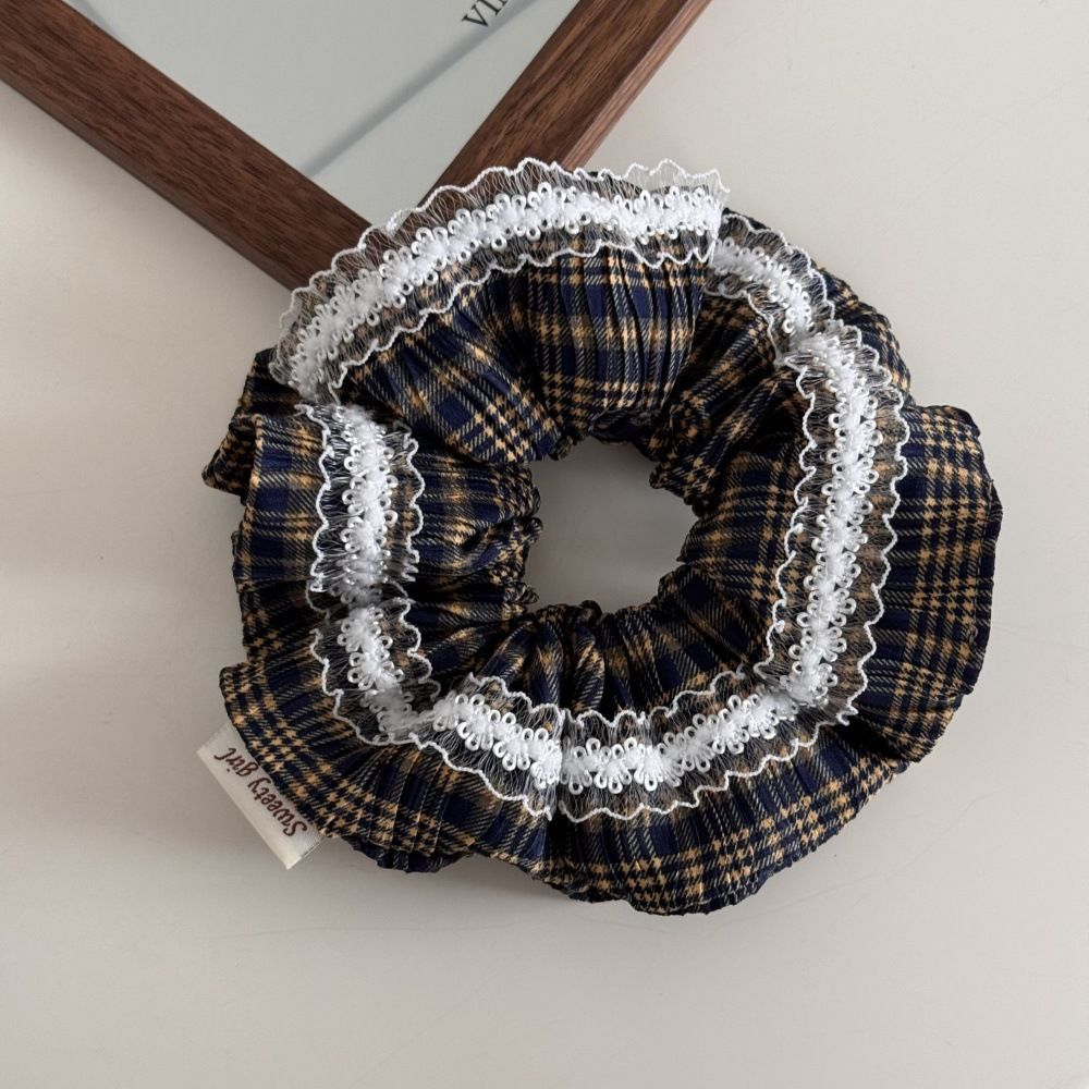 encaje estricto anillo de intestino grueso plegado de alta sensación suave bajo caballo bola de cabello anillo de cabello nuevo adornos de cabello