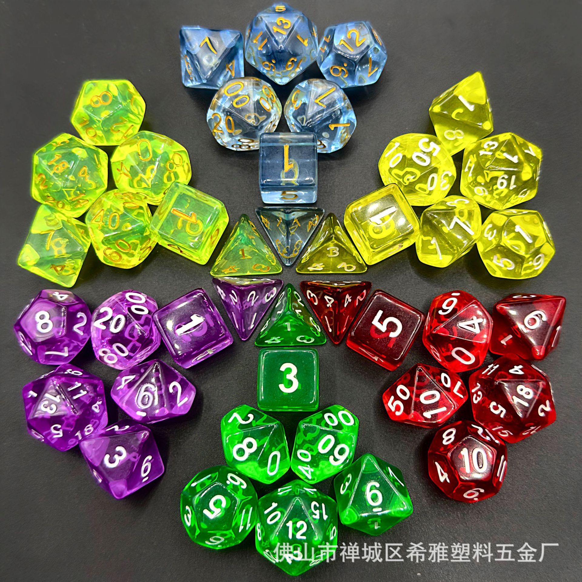 DND acrylic transparent dice suit acrylic dice 7 multi-color suit cross-border supply hot