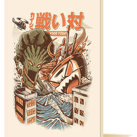 跨境货源 ebay 速卖通帆布艺术阳台室内装饰日本怪兽食物壁画图片