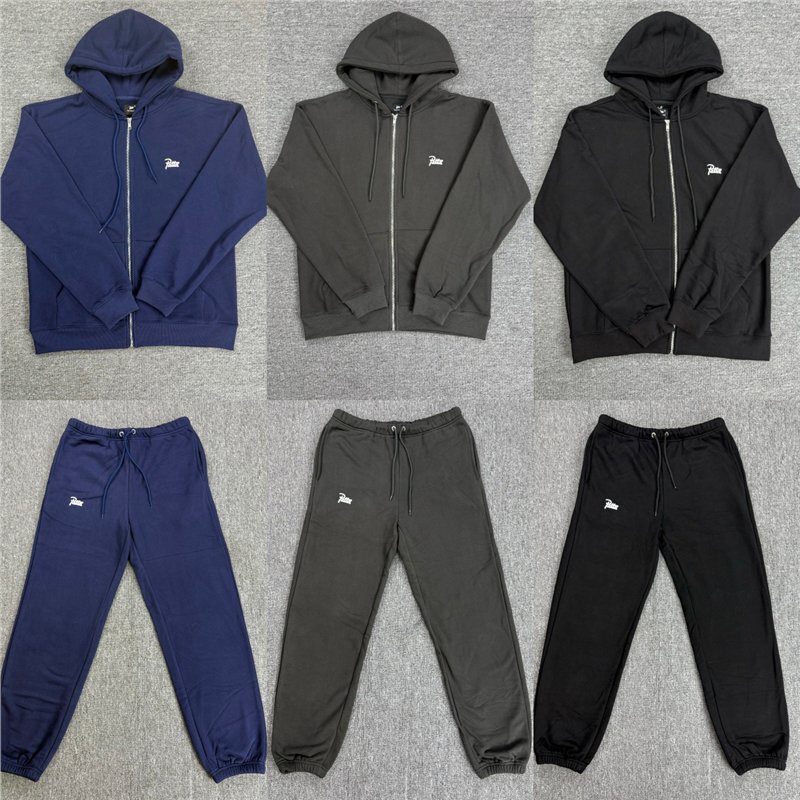 Patta Classic Letter Print Sports Casual Simple Suit Fleece-Lined Pure Color Cardigan Sweatshirt Sports Sweatpants for Men Patta Classic Letter Print Sports Casual Simple Suit Fleece-Lined Pure Color Cardigan Sweatshirt Sports Sweatpants for Men