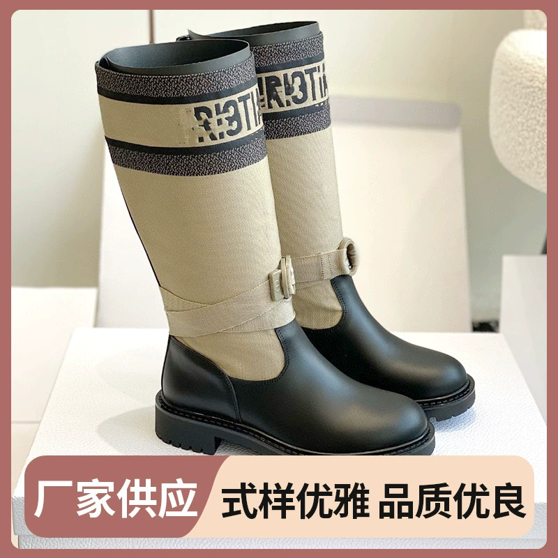 Классические черные сшитые новые сапоги женские буквы вышивка не колено