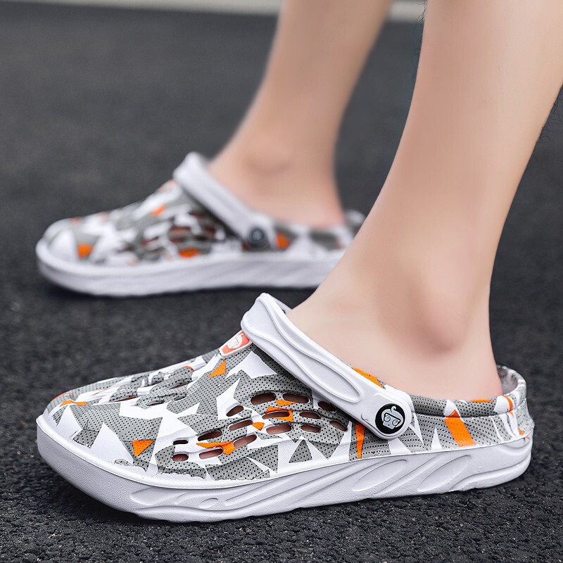 Men's Summer Cross-Border Two-Way Slippers, Size 49, Large Size Clogs, Trendy Lightweight Sandals, Beach Shoes, Trendy Brand