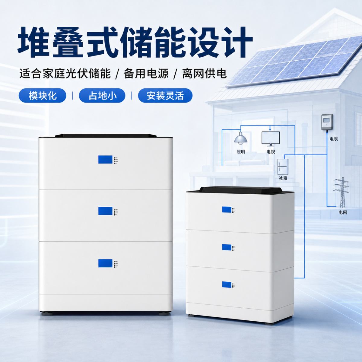 48V300Ah堆叠式家庭储能基站电源锂电池15.36kwh光伏离网磷酸铁锂