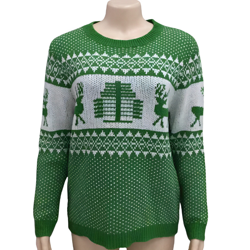 Amazon popular jacquard casual suéter de Navidad estilo perezoso Otoño e Invierno de las mujeres europeas y americanas suéter de punto
