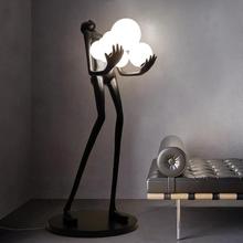 人形藝術雕塑抱球落地燈 設計師酒店大堂展廳創意大型人體落地燈