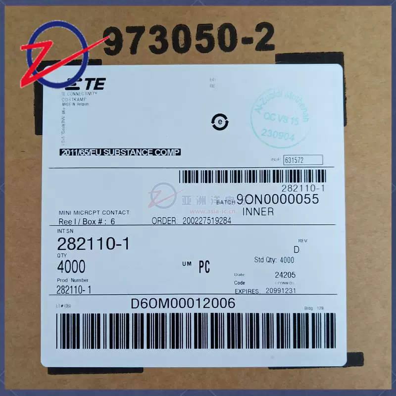 282110-1 разъём TE, обжимной адаптер для женского клеммника, провод 15-18 AWG
