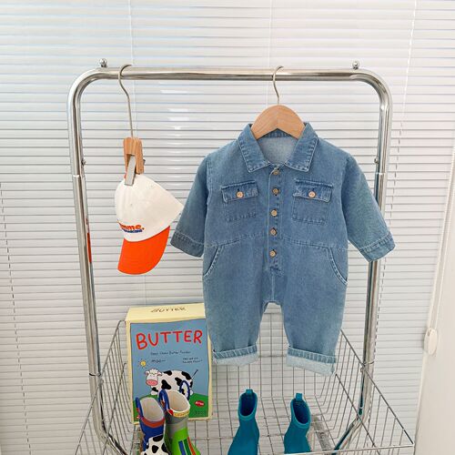 Baby jumpsuit girls denim jumpsuit boy long-sleeved baby spring and autumn clothing children's jumpsuit romper pants