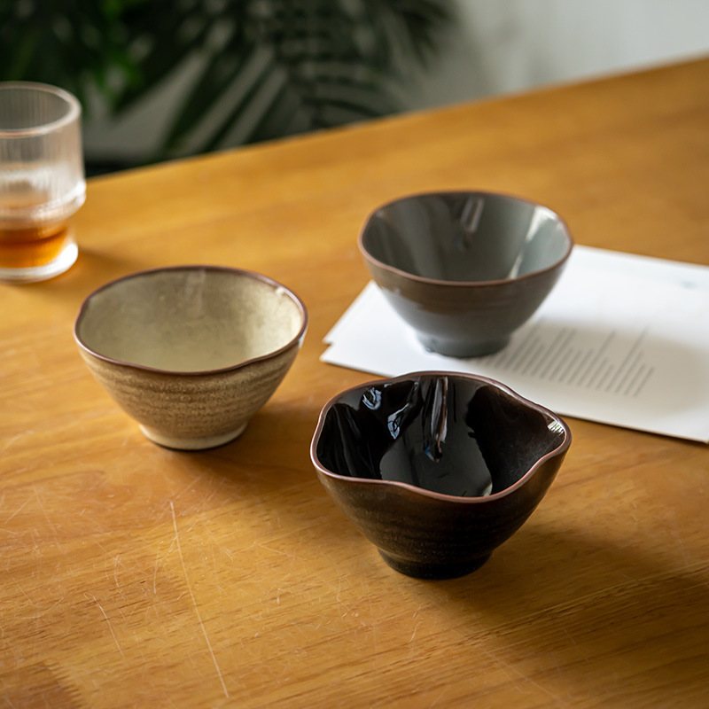 Retro cuenco de cerámica de arroz cuenco de arroz cuenco creativo al por mayor cuenco de forma especial cuenco de platos caseros cuenco de arroz seco cuenco de inmersión