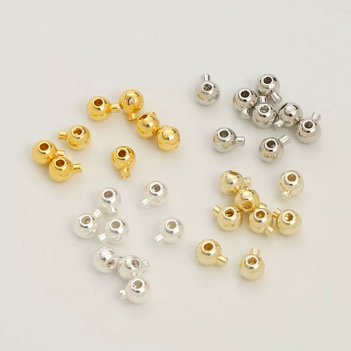 18k镀金定位珠批发圆形电镀高保色固定珠DIY手链项链首饰串珠配件