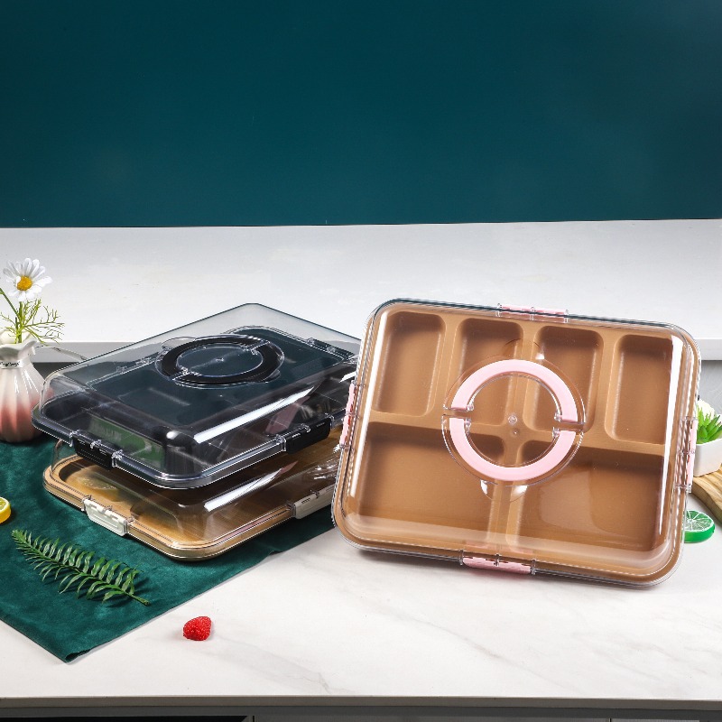 Kitchen Storage Box with Lid, Divided Storage Box, Food-Grade Plastic Sealed Box Lid, Lunch Box, Lunch Box