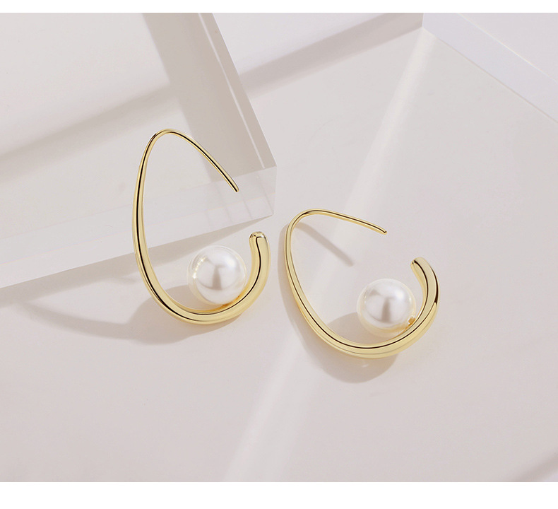 1 Pair Simple Style Water Droplets Copper Plating Inlay Pearl Gold Plated Earrings display picture 2