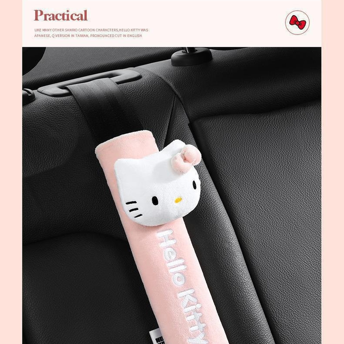 Hellokitty Car Seat Belt Protective Cover, High-End Cartoon Cute Cotton Velvet Shoulder Protector, Seat Belt Cover