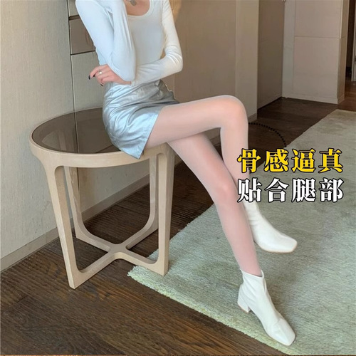 Pure desire white silk stockings with sparkling iridescent, sexy black silk stockings, thin anti-pull-off sheen leg god, ultra-natural bare leg feeling.
