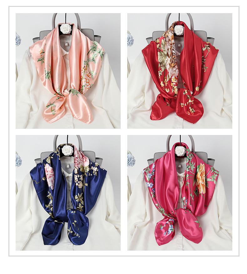 Women's Fashion Flower Chiffon Printing Silk Scarves display picture 1