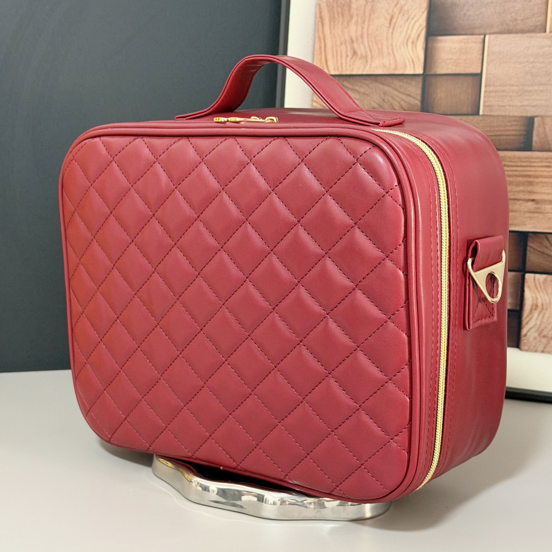 Caja de maquillaje de alto valor facial con lámpara LED, maquillaje profesional de gran capacidad, viaje de negocios, caja de almacenamiento de maquillaje portátil
