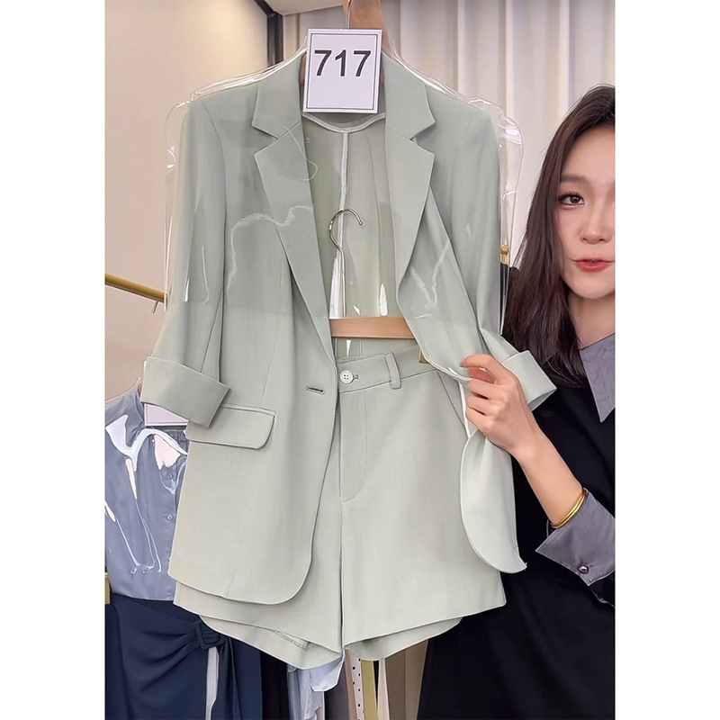 High-End Summer Suit Shorts Suit for Women 2025 New Fashion Elegant Age-Reducing Thin Short-Sleeved Suit Jacket
