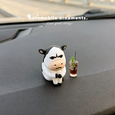 Grassland Cow Car Decoration: Car ornaments - emo-niuniu-ice-american-style-free-traceless-glue