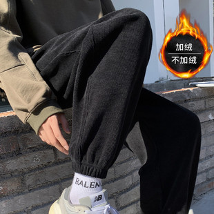 American Corduroy Sports Pants Men's Autumn and Winter fleece-lined Sweat Pants Fashionable Men's Loose Leg Casual Pants