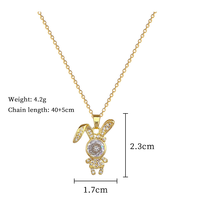 Gorgeous Zircon Rabbit Necklace Titanium Steel Collarbone Chain_voghion.com