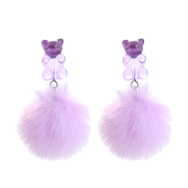 18g Weight Earrings Classification 1 Pair Quantity Daily Occasion Resin Material Bear Pattern Women'S Gender Epoxy Design Fashion Style Fashion Bear Resin Epoxy Women's Earrings 1 Pair 8