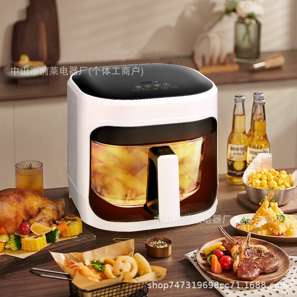New Household Visual Glass Automatic Air Fryer Oven Integrated Uncoated Large Capacity Multifunctional Electric Fryer
