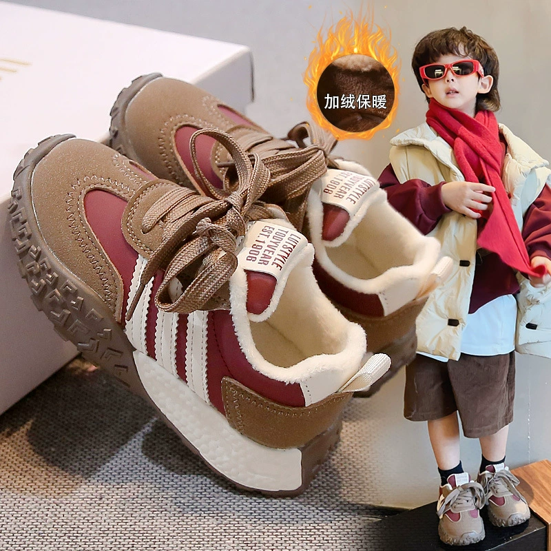 Детская спортивная обувь 2024 осень-зима новый мальчик арганг бархатная повседневная обувь для девочек