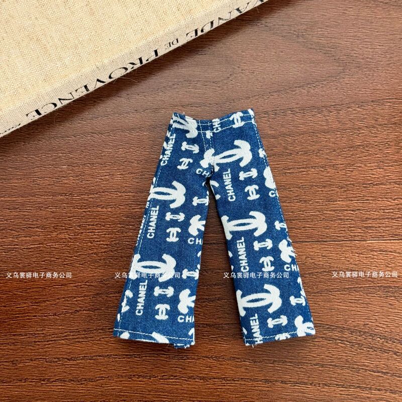 Long-Legged Kt Small Fragrance Jeans Autumn and Winter Printed High-Legged Loose High-End Jeans Bag Pendant Wholesale