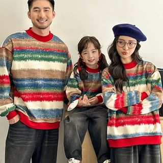 韩国童装男女童秋冬卫衣加绒加厚2025新款亲子装特色卫衣家庭装潮