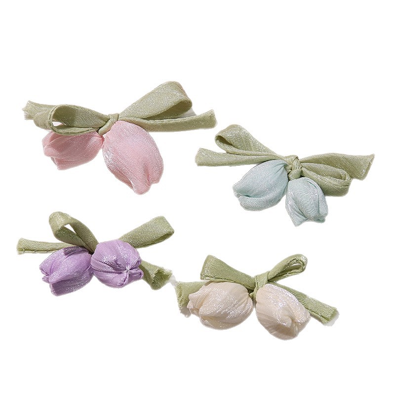 Brotes de flores coreanos simulados flores de tulipanes arco diy fresco clip de cabello cinta ropa falda accesorios clip de cabello