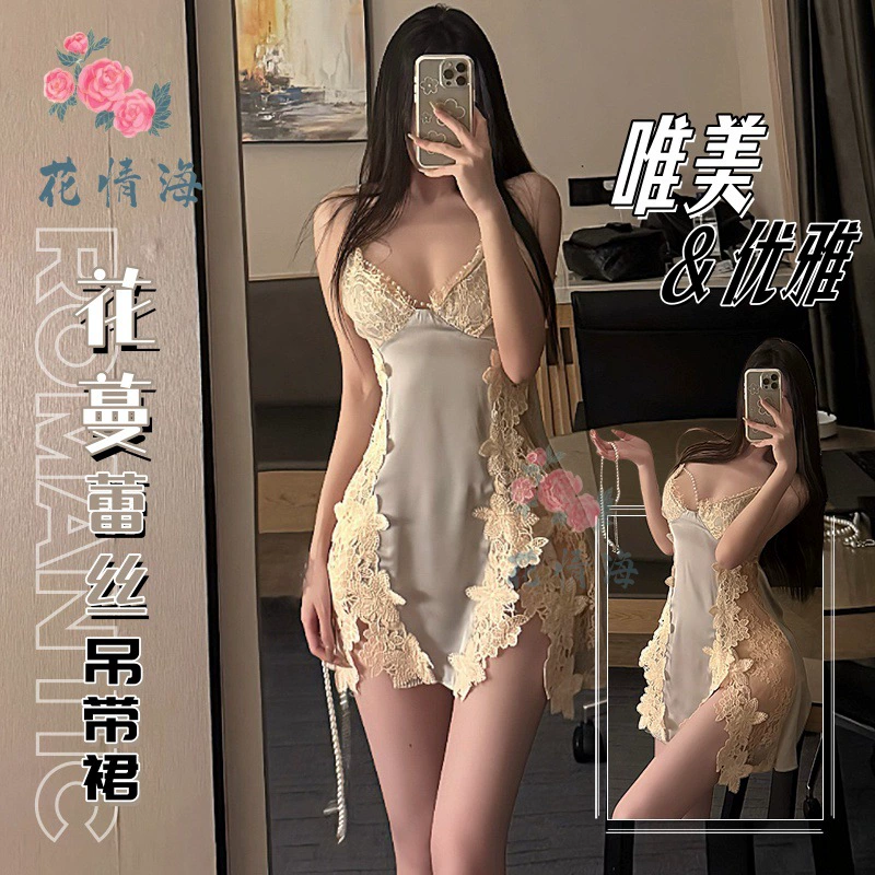 Сексуальное нижнее белье, кружевное slip-платье, пижама, А-силуэт