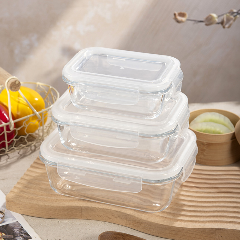 Caja de almuerzo de vidrio puede ser un recipiente de microondas, caja de regalo, recipiente de vidrio de alta silicona, banco de negocios, juego de regalo