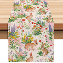 2026跨境新款复活节印花桌旗亚马逊节日气氛装饰桌布客厅餐桌桌垫