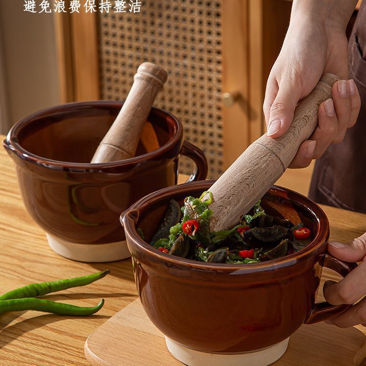 老式擂辣椒擂钵捣辣椒皮蛋家用陶瓷舂钵工具捣碎捣蒜器蒜泥蒜臼子|undefined
