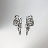 Metal design long earrings with bow hip-hop style, trend of season, 2 carat