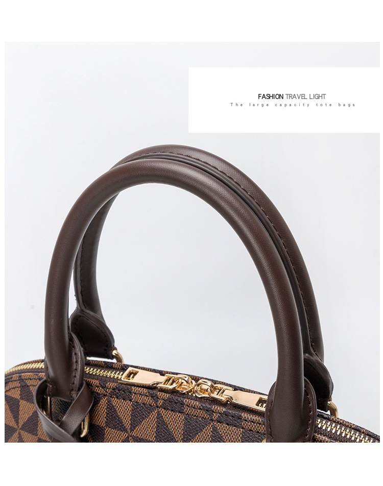 Borsa da donna retrò elegante 2023 con doppia cerniera stampata borsa a conchiglia scozzese per pendolarismo semplice borsa a tracolla portatile di grande capacità_voghion.com