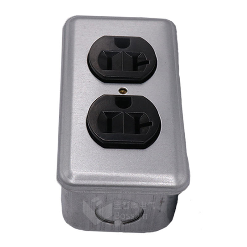 工业复古风美式家用墙壁插座 美标镀锌金属底盒面板暗装六孔插座