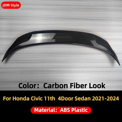 Suitable for 2021-24 Honda Civic Spoiler - rear-wing-21-24-honda-civic-four-door-sedan-11th-generation-jdm-model-bright-carbon