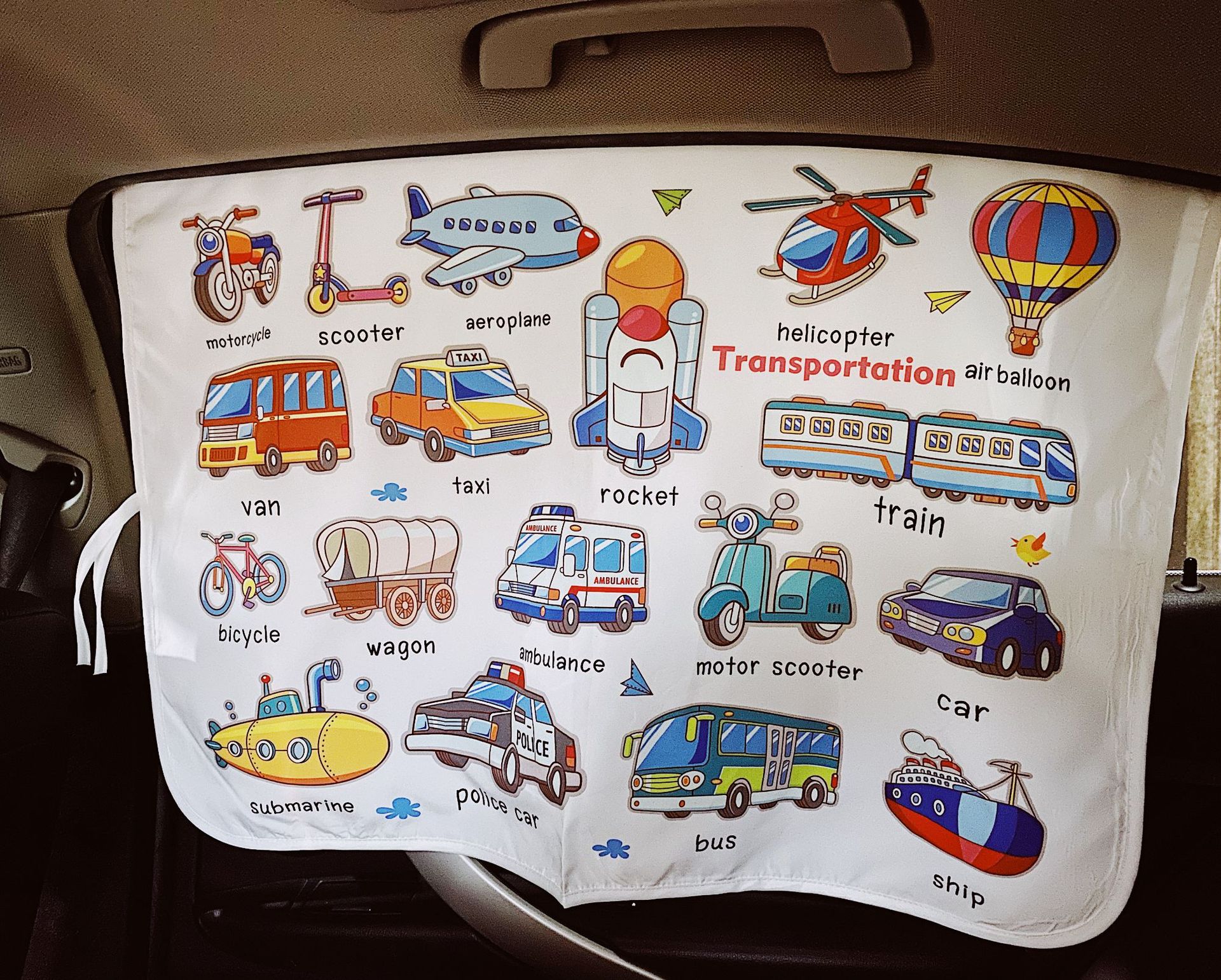 2021 Model INSA Style Animal and Fruit Pattern Baby Cognitive Sunshade Car Curtain