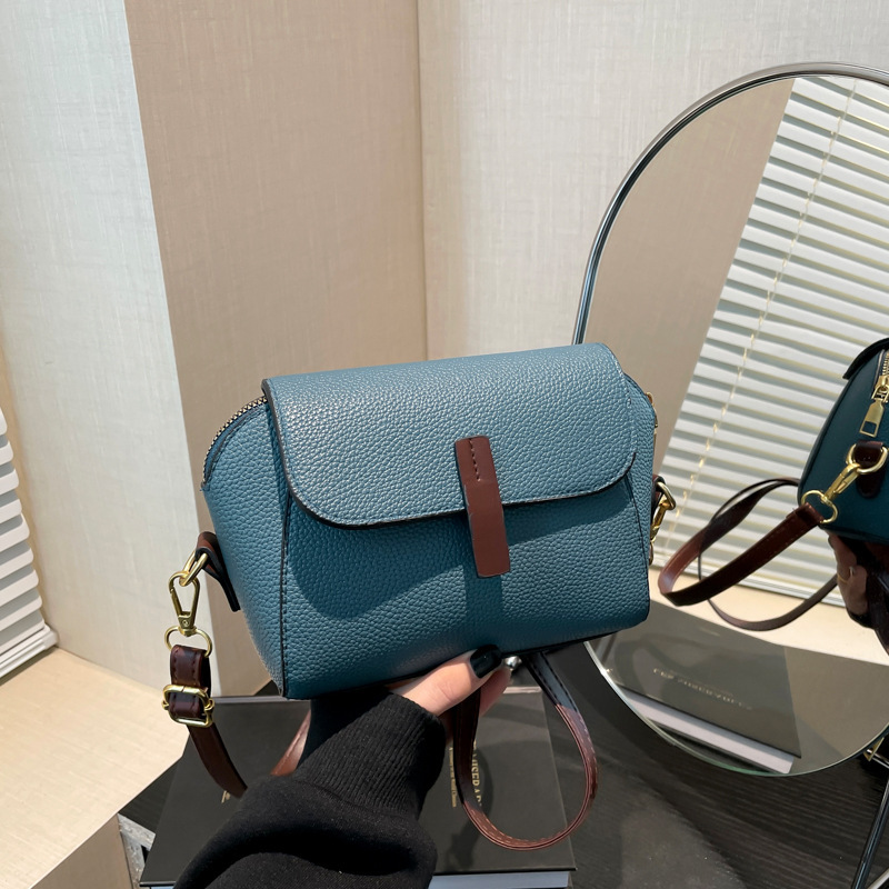 Contrast Color Simple Small Square Bag for Women 2024 Winter New Style Small Bag Foreign Style Multi-Color Versatile Popular Single Shoulder Crossbody Bag