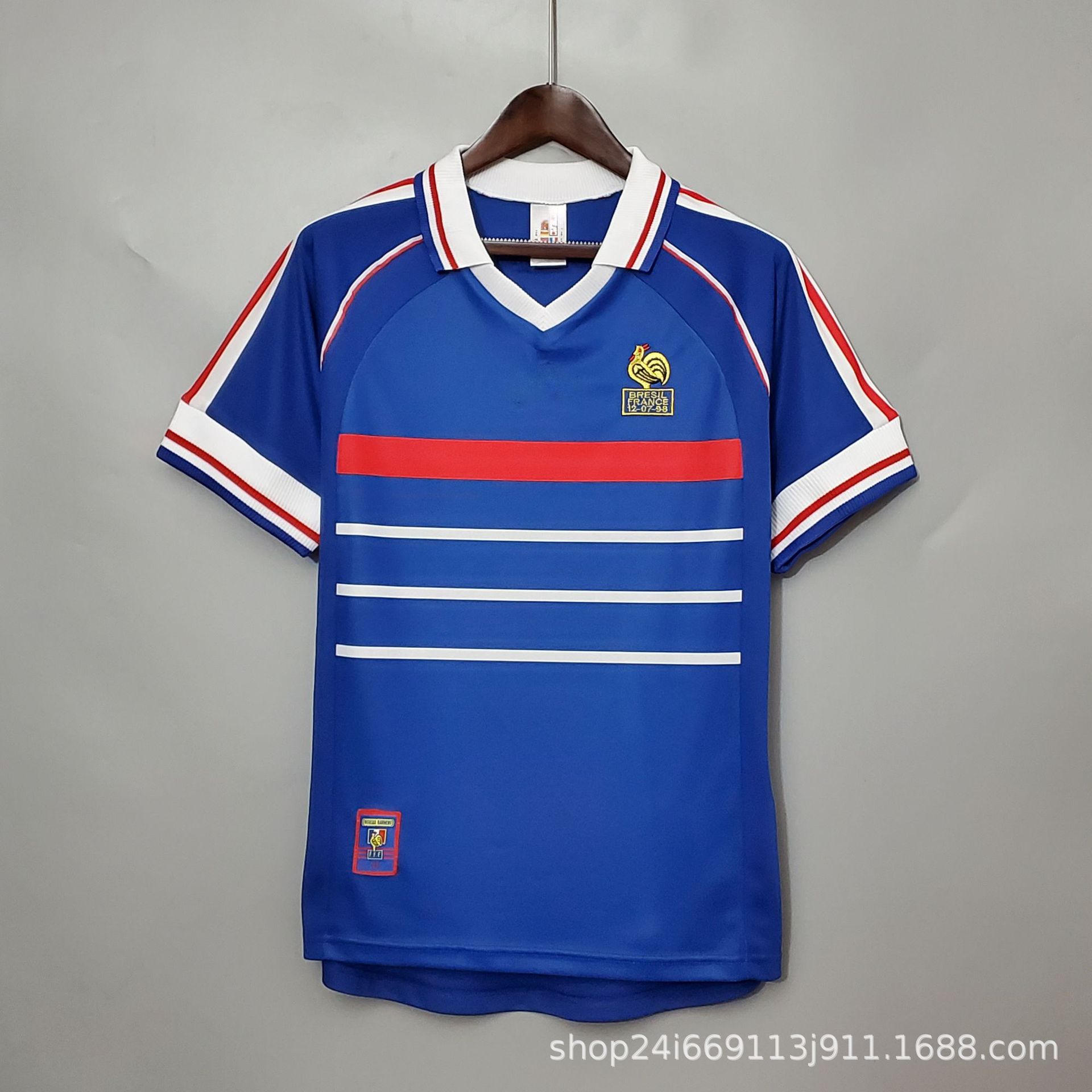 Camiseta de fútbol tailandesa retro Selección nacional Brasil Francia Argentina Portugal Camiseta de manga corta al por mayor Número de impresión