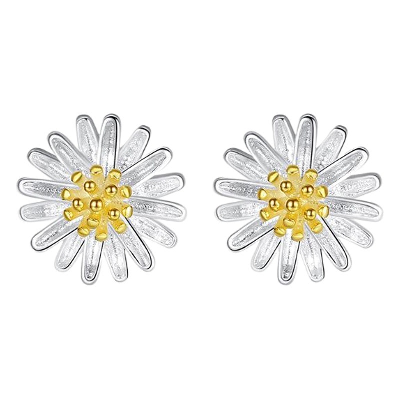 Shengli 925 pendientes de joyería de plata 2021 nueva moda Daisy pendientes de plata de ley simple entrega de una pieza para mujer