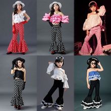 儿童演出服装复古港风喇叭裤走秀女8090年代怀旧主题小学生运动会