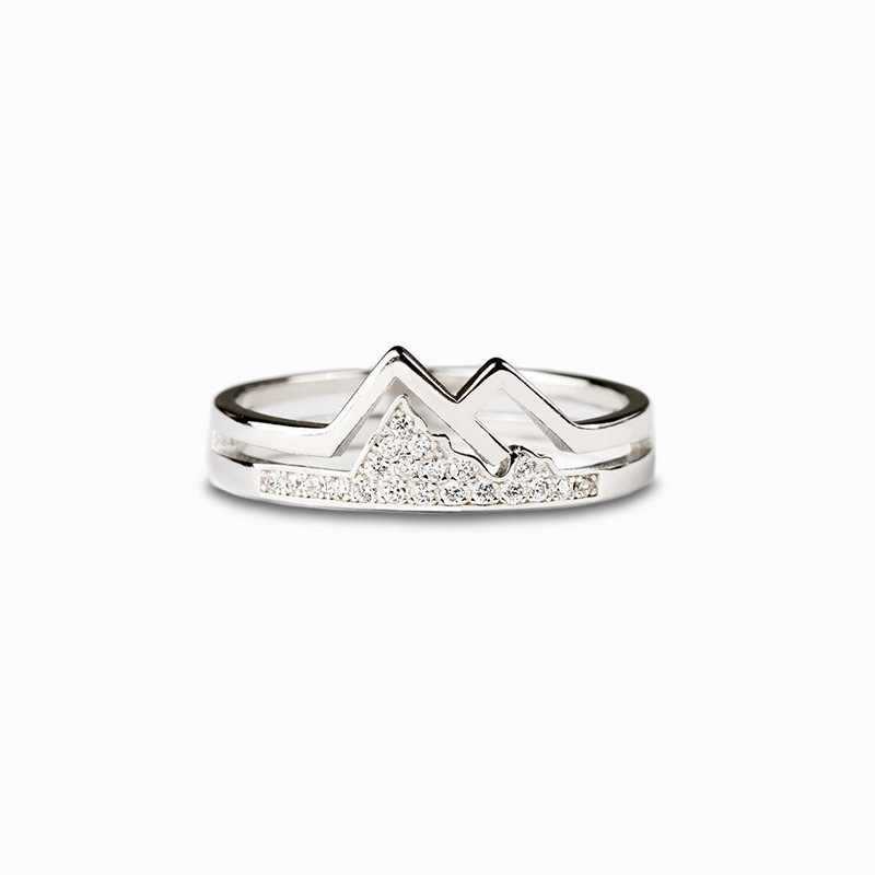 Estilo Simple Streetwear Montaña Plata De Ley Zirconia Anillos A Granel display picture 5