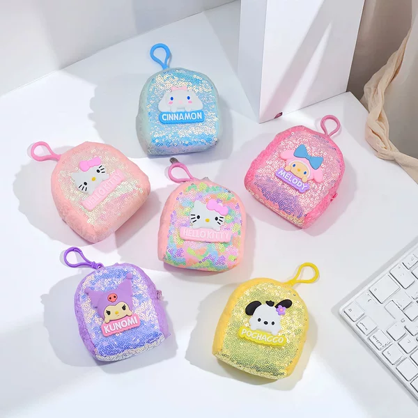 Japanese-Style Fresh and Sweet Cartoon Plush Coin Purse Mini Sequin Bag Can Hold Keychains and Pendants for Girls