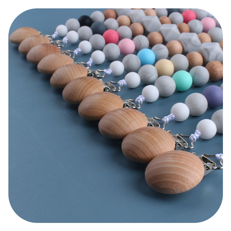 DIY bebé suministros de haya chupete clip de juguete Cadena de chupete de silicona bebé molar mordedor chupete cadena anti-perdida cadena