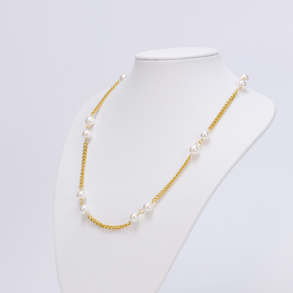 Simple Style Geometric Stainless Steel Plating Artificial Pearls Necklace 1 Piece