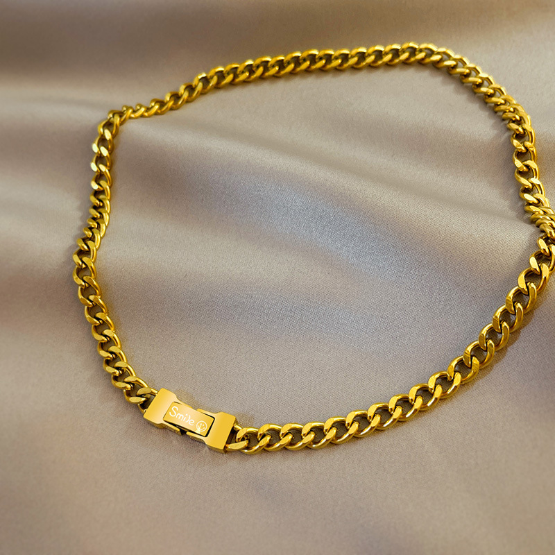 Lina Girl European And American Sweater 2021 New Trendy Short Cuban Chains Niche Hip-hop Style Necklaces For Women Personalized_voghion.com