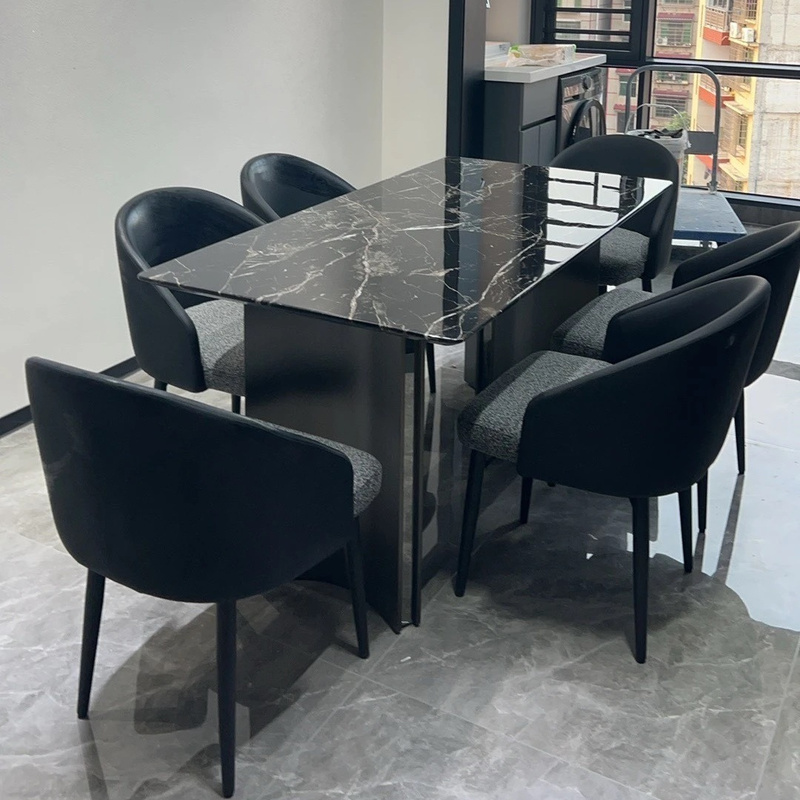 5新轻奢高级感天然大理石餐桌长方形家用餐桌椅组合家用饭桌|undefined