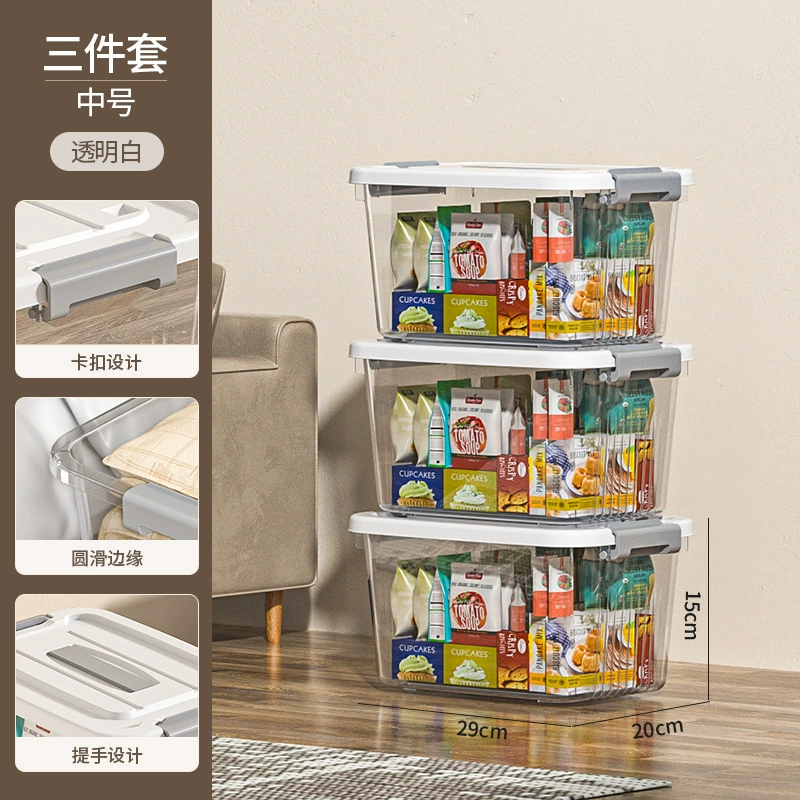 Storage Box, Extra Large Transparent Plastic, Thick Reinforced Walls, Stackable with Wheels