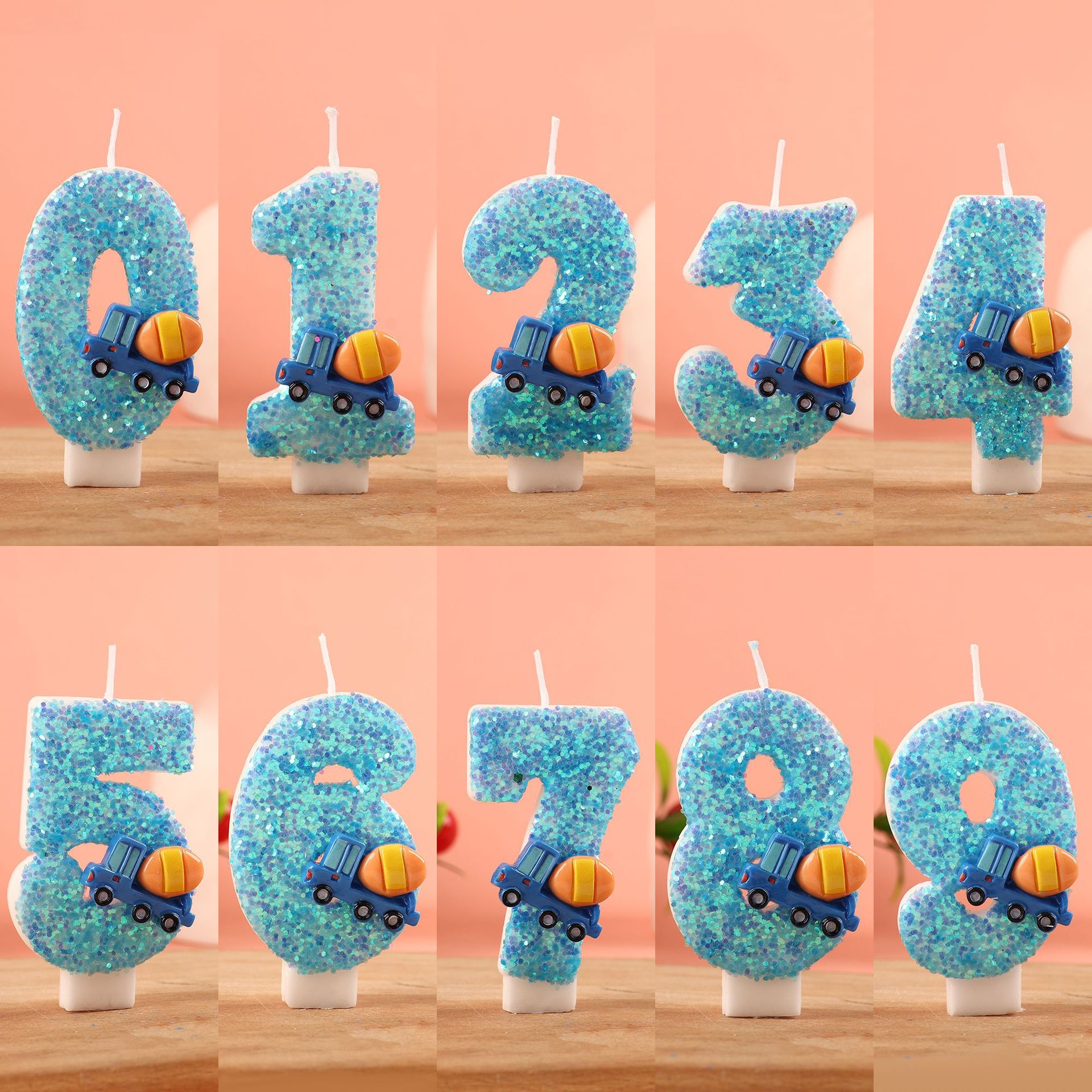 For cross-border engineering vehicle theme birthday number candles…